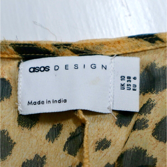 ASOS US 6* Gathered Waist Blouson Sleeve Chiffon Romper Leopard Print - Picture 8 of 11